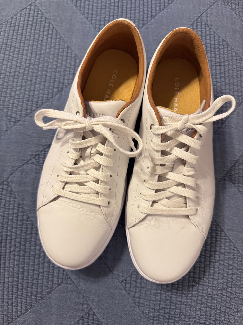 Cole Haan Women’s  White Leather Sneakers with Tan Liner